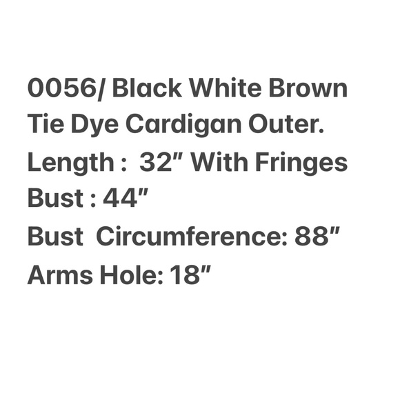 0056/ Black White Brown Kimono Cover up, Cardigan Outer with Fringes - Picture 2 of 9